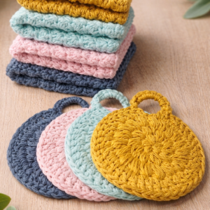 COTTON FACE CLOTH WITH MATCHING SCRUBBY